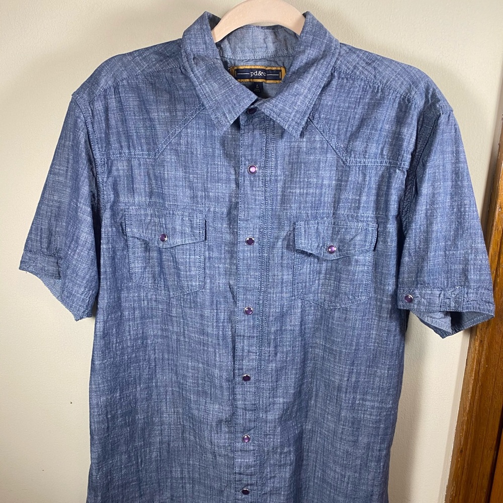 PD&C Western Style Denim Shirt w/ Pearl Buttons